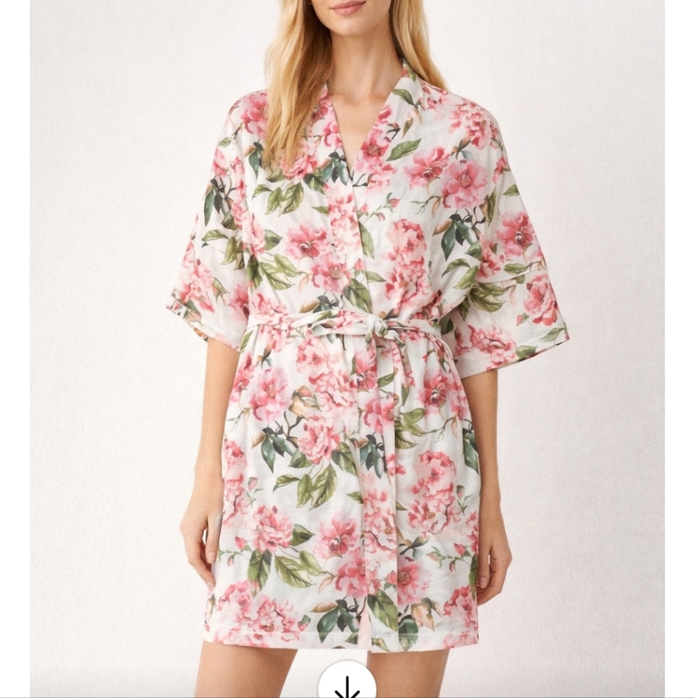 Show Me Your Mumu Floral Kimono Robe - Pink and Green
